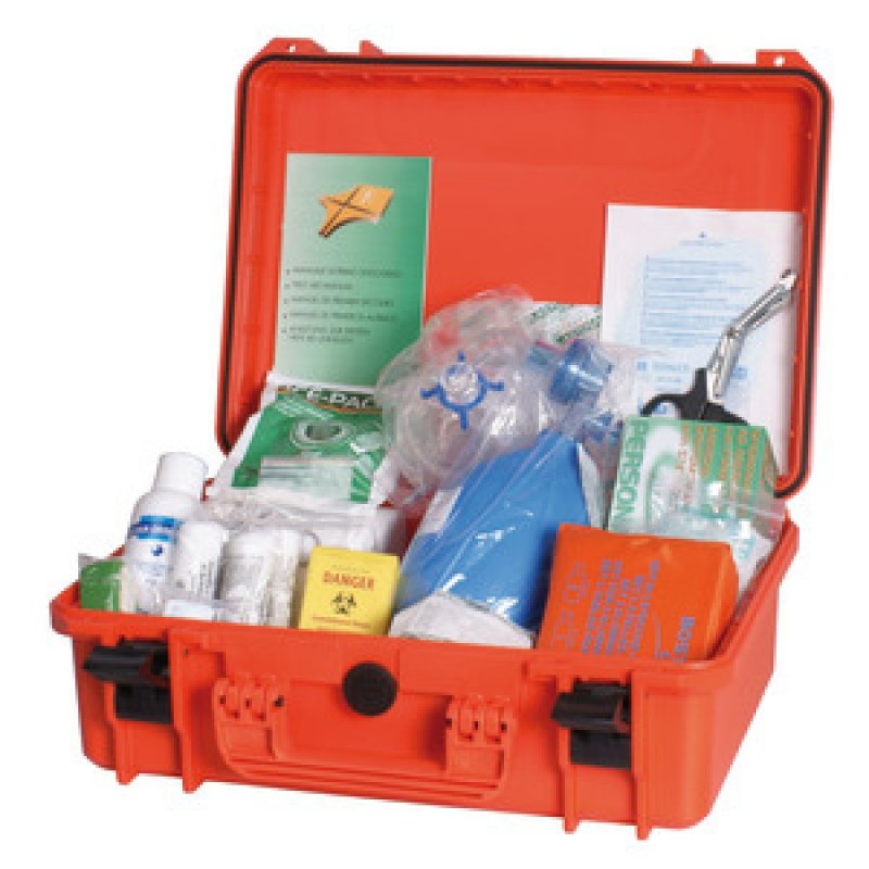 Radar reflectors, first aid kit bags, floating anchors